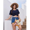 Ekouaer Nightgowns for Women Ribbed Viscose Sleep Shirts T-shirt Sleep Dress Short Sleeve Night Shirt with Chest Pocket S-2XL(Navy Blue)