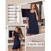 Ekouaer Nightgowns for Women Ribbed Viscose Sleep Shirts T-shirt Sleep Dress Short Sleeve Night Shirt with Chest Pocket S-2XL(Navy Blue)