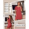 Ekouaer Nightgowns for Women Ribbed Viscose Sleep Shirts T-shirt Sleep Dress Short Sleeve Night Shirt with Chest Pocket S-2XL(Red)
