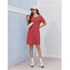 Ekouaer Nightgowns for Women Ribbed Viscose Sleep Shirts T-shirt Sleep Dress Short Sleeve Night Shirt with Chest Pocket S-2XL(Red)
