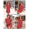 Ekouaer Nightgowns for Women Ribbed Viscose Sleep Shirts T-shirt Sleep Dress Short Sleeve Night Shirt with Chest Pocket S-2XL(Red)