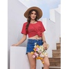 Ekouaer Nightgowns for Women Ribbed Viscose Sleep Shirts T-shirt Sleep Dress Short Sleeve Night Shirt with Chest Pocket S-2XL(Red)