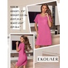 Ekouaer Nightgowns for Women Ribbed Viscose Sleep Shirts T-shirt Sleep Dress Short Sleeve Night Shirt with Chest Pocket S-2XL(Rose Red)