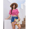 Ekouaer Nightgowns for Women Ribbed Viscose Sleep Shirts T-shirt Sleep Dress Short Sleeve Night Shirt with Chest Pocket S-2XL(Rose Red)