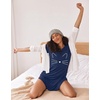 Ekouaer Nightgowns for Women Short Sleeve Night Dress Printed Sleepwear(Blue Cat)