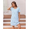 Ekouaer Nightgowns for Women Short Sleeve Night Dress Printed Sleepwear(Blue Floral)