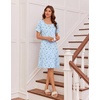 Ekouaer Nightgowns for Women Short Sleeve Night Dress Printed Sleepwear(Blue Floral)
