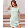 Ekouaer Nightgowns for Women Short Sleeve Night Dress Printed Sleepwear(Light Green Daisy)