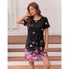 Ekouaer Nightgowns for Women Short Sleeve Night Dress Printed Sleepwear(Pink Cherry Blossom)