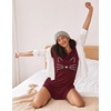 Ekouaer Nightgowns for Women Short Sleeve Night Dress Printed Sleepwear(Wine Red Cat)