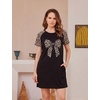 Ekouaer Nightgowns for Women Soft Sleep Shirts with Pockets Short Sleeves Printed Crewneck Nightshirt(Black Leopard Bowknot)