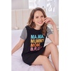 Ekouaer Nightgowns for Women Soft Sleep Shirts with Pockets Short Sleeves Printed Crewneck Nightshirt(Black Ma Ma Mummy)