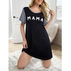 Ekouaer Nightgowns for Women Soft Sleep Shirts with Pockets Short Sleeves Printed Crewneck Nightshirt(Black Mama)