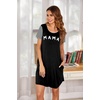 Ekouaer Nightgowns for Women Soft Sleep Shirts with Pockets Short Sleeves Printed Crewneck Nightshirt(Black Mama)