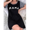 Ekouaer Nightgowns for Women Soft Sleep Shirts with Pockets Short Sleeves Printed Crewneck Nightshirt(Black Mama)