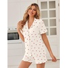Ekouaer Pajamas Set for Women Button Down Pjs Lounge Sets Ruffle Sleepwear(Beige Cherry)