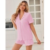 Ekouaer Pajamas Set for Women Button Down Pjs Lounge Sets Ruffle Sleepwear(Dark Pink)