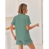 Ekouaer Pajamas Set for Women Button Down Pjs Lounge Sets Ruffle Sleepwear(Gray Green)