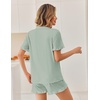 Ekouaer Pajamas Set for Women Button Down Pjs Lounge Sets Ruffle Sleepwear(Light Green)