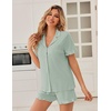 Ekouaer Pajamas Set for Women Button Down Pjs Lounge Sets Ruffle Sleepwear(Light Green)