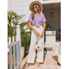 Ekouaer Pajamas Set for Women Button Down Pjs Lounge Sets Ruffle Sleepwear(Lilac)