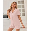 Ekouaer Pajamas Set for Women Button Down Pjs Lounge Sets Ruffle Sleepwear(Pink)