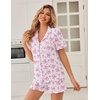 Ekouaer Pajamas Set for Women Button Down Pjs Lounge Sets Ruffle Sleepwear(Pink Bow)