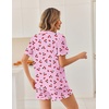Ekouaer Pajamas Set for Women Button Down Pjs Lounge Sets Ruffle Sleepwear(Pink Cherry)