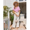 Ekouaer Pajamas Set for Women Button Down Pjs Lounge Sets Ruffle Sleepwear(Pink With Pink Bow)