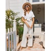 Ekouaer Pajamas Set for Women Button Down Pjs Lounge Sets Ruffle Sleepwear(White)