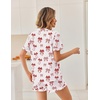 Ekouaer Pajamas Set for Women Button Down Pjs Lounge Sets Ruffle Sleepwear(White With Red Bow)