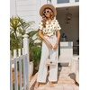 Ekouaer Pajamas Set for Women Button Down Pjs Lounge Sets Ruffle Sleepwear(Yellow Butterfly)