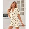 Ekouaer Pajamas Set for Women Button Down Pjs Lounge Sets Ruffle Sleepwear(Yellow Butterfly)