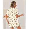 Ekouaer Pajamas Set for Women Button Down Pjs Lounge Sets Ruffle Sleepwear(Yellow Butterfly)