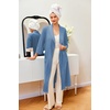 Ekouaer Robes for Women Long Waffle Knit Bathrobe Shawl Collar House Coats(Blue/Small Waffle)