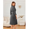 Ekouaer Robes for Women Long Waffle Knit Bathrobe Shawl Collar House Coats(Dark Gray/Small Waffle)
