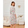 Ekouaer Robes for Women Long Waffle Knit Bathrobe Shawl Collar House Coats(Floral Print/Small Waffle)