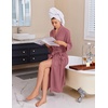 Ekouaer Robes for Women Long Waffle Knit Bathrobe Shawl Collar House Coats(Gray Purple/Big Waffle)