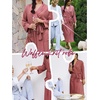 Ekouaer Robes for Women Long Waffle Knit Bathrobe Shawl Collar House Coats(Gray Purple/Big Waffle)