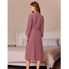 Ekouaer Robes for Women Long Waffle Knit Bathrobe Shawl Collar House Coats(Gray Purple/Big Waffle)