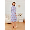 Ekouaer Robes for Women Long Waffle Knit Bathrobe Shawl Collar House Coats(Hibiscus Flower/Small Waffle)