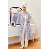 Ekouaer Robes for Women Long Waffle Knit Bathrobe Shawl Collar House Coats(Hibiscus Flower/Small Waffle)