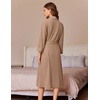 Ekouaer Robes for Women Long Waffle Knit Bathrobe Shawl Collar House Coats(Khaki/Big Waffle)
