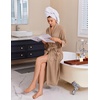 Ekouaer Robes for Women Long Waffle Knit Bathrobe Shawl Collar House Coats(Khaki/Big Waffle)