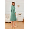 Ekouaer Robes for Women Long Waffle Knit Bathrobe Shawl Collar House Coats(Light Green/Small Waffle)
