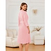 Ekouaer Robes for Women Long Waffle Knit Bathrobe Shawl Collar House Coats(Light Pink/Small Waffle)