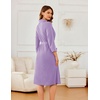 Ekouaer Robes for Women Long Waffle Knit Bathrobe Shawl Collar House Coats(Light Purple/Small Waffle)