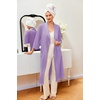 Ekouaer Robes for Women Long Waffle Knit Bathrobe Shawl Collar House Coats(Light Purple/Small Waffle)