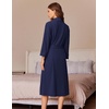 Ekouaer Robes for Women Long Waffle Knit Bathrobe Shawl Collar House Coats(Navy Blue/Big Waffle)