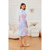 Ekouaer Robes for Women Long Waffle Knit Bathrobe Shawl Collar House Coats(Pink Tie Dye/Small Waffle)